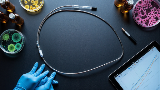 生物传感器应用场景示意图,显示传感器与生物样本的相互作用,医疗检测场景