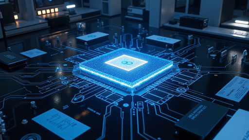 芯片实验室系统示意图,展示完整的检测流程和数据处理,高科技实验室场景