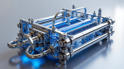 微流控技术基础概念示意图,包含流体通道、微泵、微阀等组件,蓝色科技风格插画
