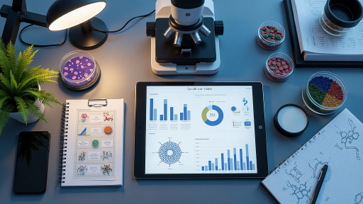 科学研究方法论示意图,包含实验设计、数据分析、结果验证等环节,学术研究场景